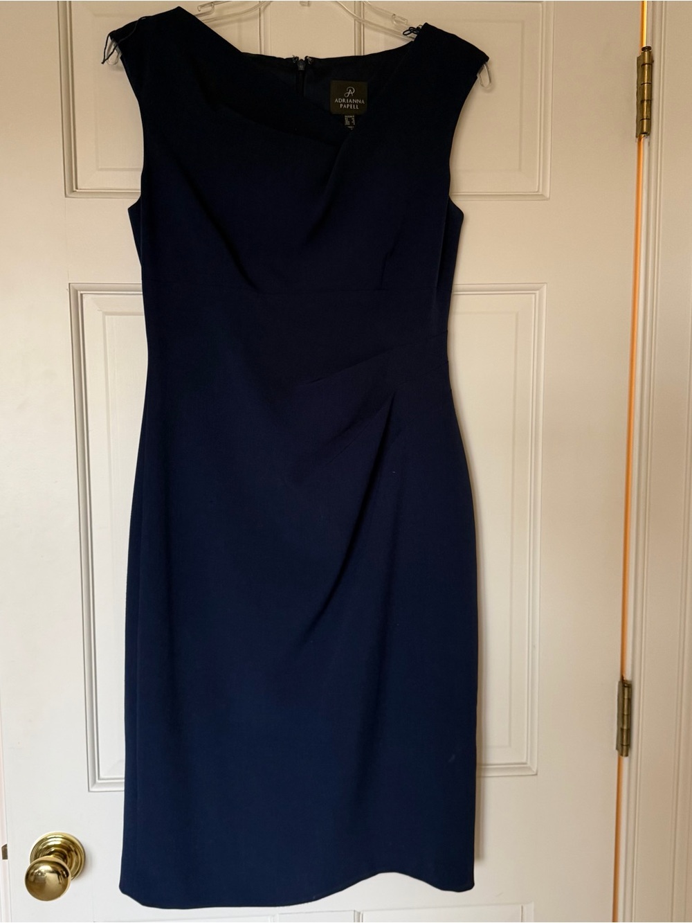 Adrianna Papell Deep Navy Midi Sheath Dress